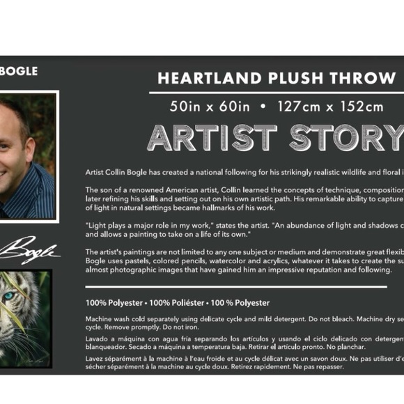 Watching & Waiting  White Tiger Everwild Plush Throw. - Picture 5 of 6